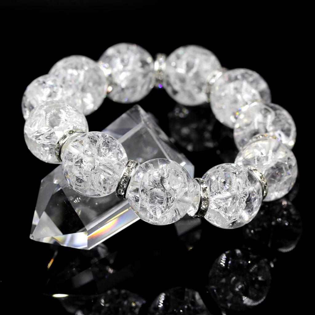 Cracked Crystal 20mm Bracelet for Men with Gift Box in Natural Stone Prayer Beads Power Stone [Sekki] Paulownia, [b053]