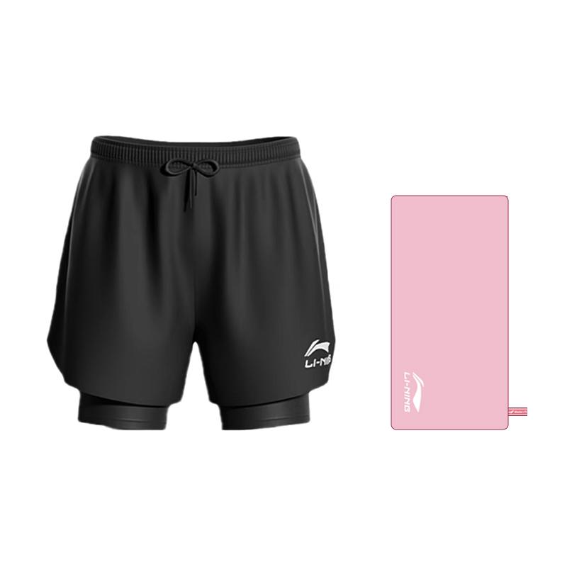 Li Ning Swimming Shorts Professional Training Swimming Cap Swim Goggles Swim Bag Shorts Set Men's LSKT607