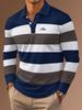 Long Sleeve Polo Shirt with Decorative Cross Graphic, Stylish Casual Top