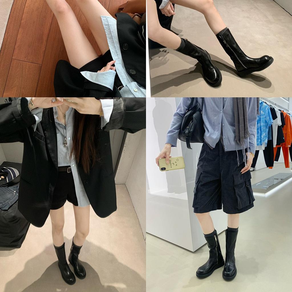 Cowhide version~ Grape mother, the same style has a height increase of 4.5cm, classic round head side zipper, thin thick-soled medium