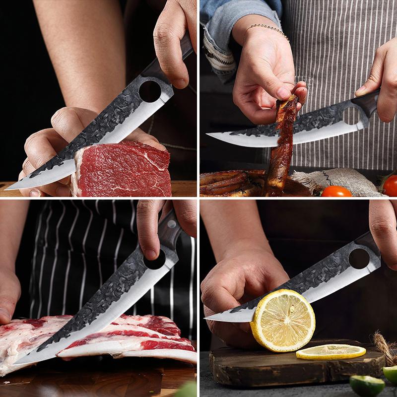 Cuțit multifuncțional forjat manual cu model ciocan Cuțit pentru dezosat Bucătărie Satar pentru carne Cuțit ascuțit pentru feliere Accesorii pentru bucătărie
