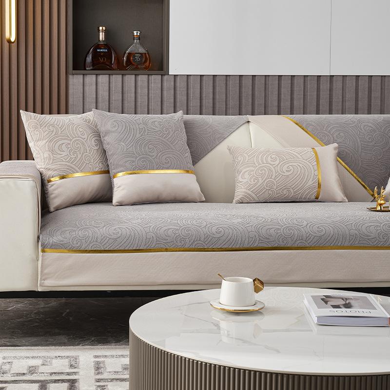Chenille Sofa Cushion Four Seasons Universal Simple Modern Non-Slip Leather Sofa Cover Light Luxury Solid Color Cushion