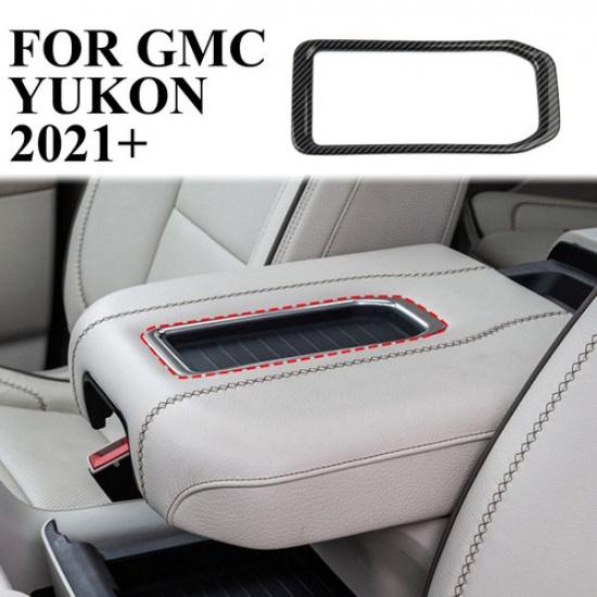 Carbon Fiber Style Center Console Organizer Armrest Cover Tirm For GMC Yukon XL