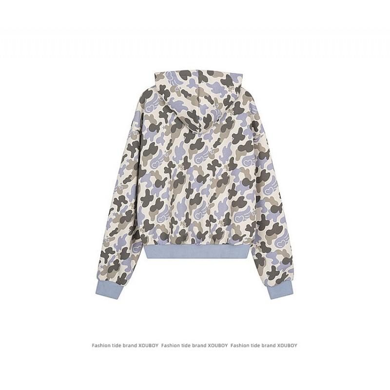 2026 Unisex Oversized Kapuzen-Reißverschluss-Sweatshirt Camouflage-Print Streetwear Freizeitjacke