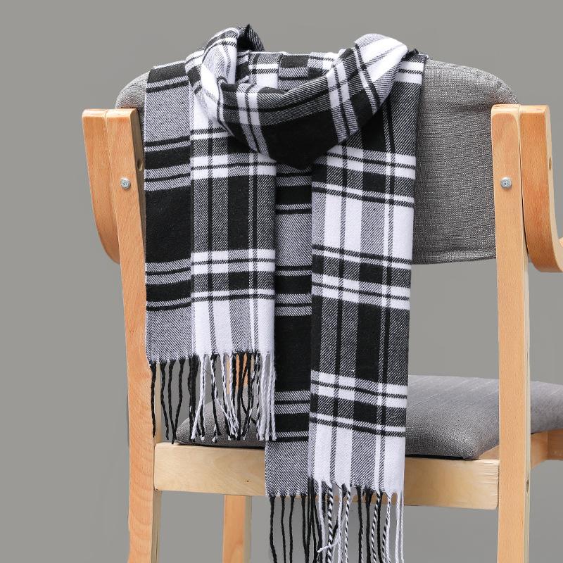 Autumn And Winter Men'S Plaid Scarf British Plaid Imitation Cashmere Tassel Couple Parent-Child Men'S Scarf