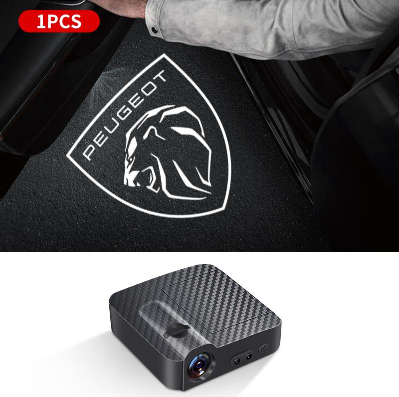 

2026 Hot Car Sticker 1/2pcs Led Car Door Welcome Laser Projector Logo Night Lights Courtesy Lamp for Peugeot 206 207 308 408 508