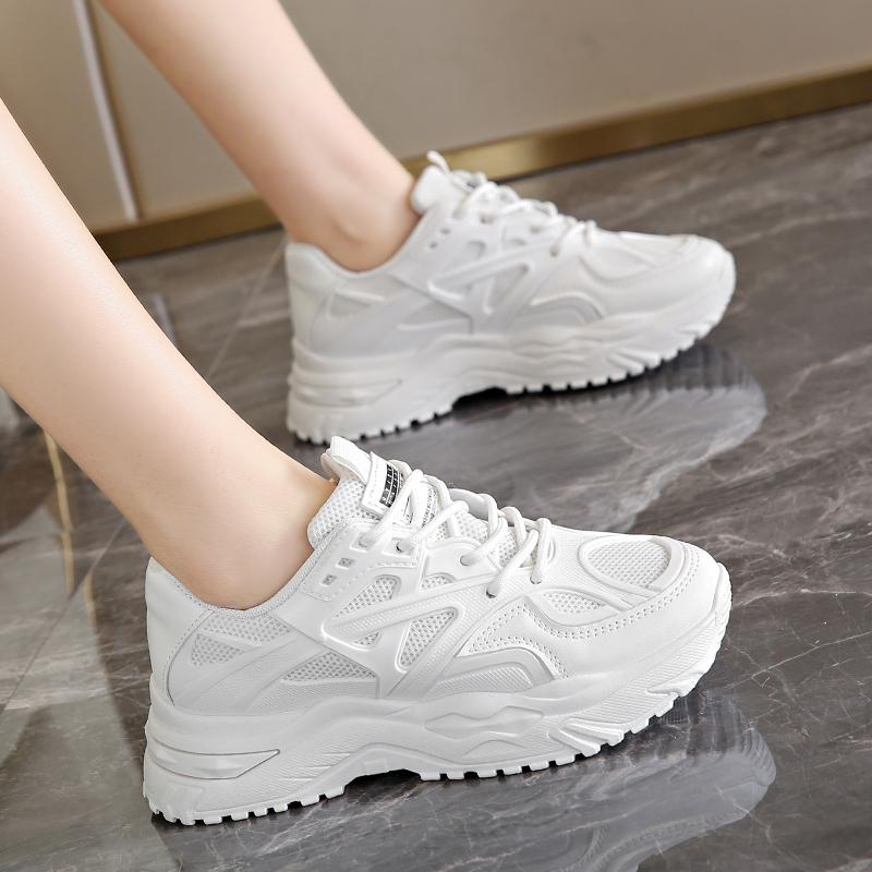 Spring and Summer New Solid Color Heightened Cross-strap Mesh Running Shoes Fashionable Breathable Vulcanized Shoes NO:1332