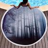 Round Beach Towel,Mysterious Foggy Forest Polyester Sand Resistant Beach Blanket,Absorbent Quick Dry Pool Towel Soft Picnic Mat