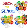 School Season Arrangement Balloon Set Back To School Decoration Schoolbag Pencil School Bus Modeling Classroom Decoration Photo