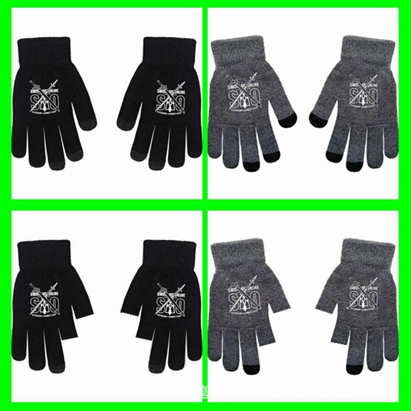 One Piece, Luffy, Chopper, Zolona Mero, Anime Online Game Peripheral Gloves, Gray Full-finger Autumn and Winter Warm and Cold Protection