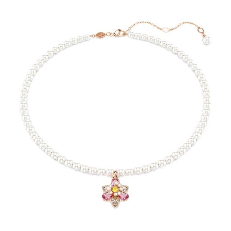 Swarovski Idyllia Flower-embellished Crystal Necklace for Men and Women, Couple Version, Pink 5725739