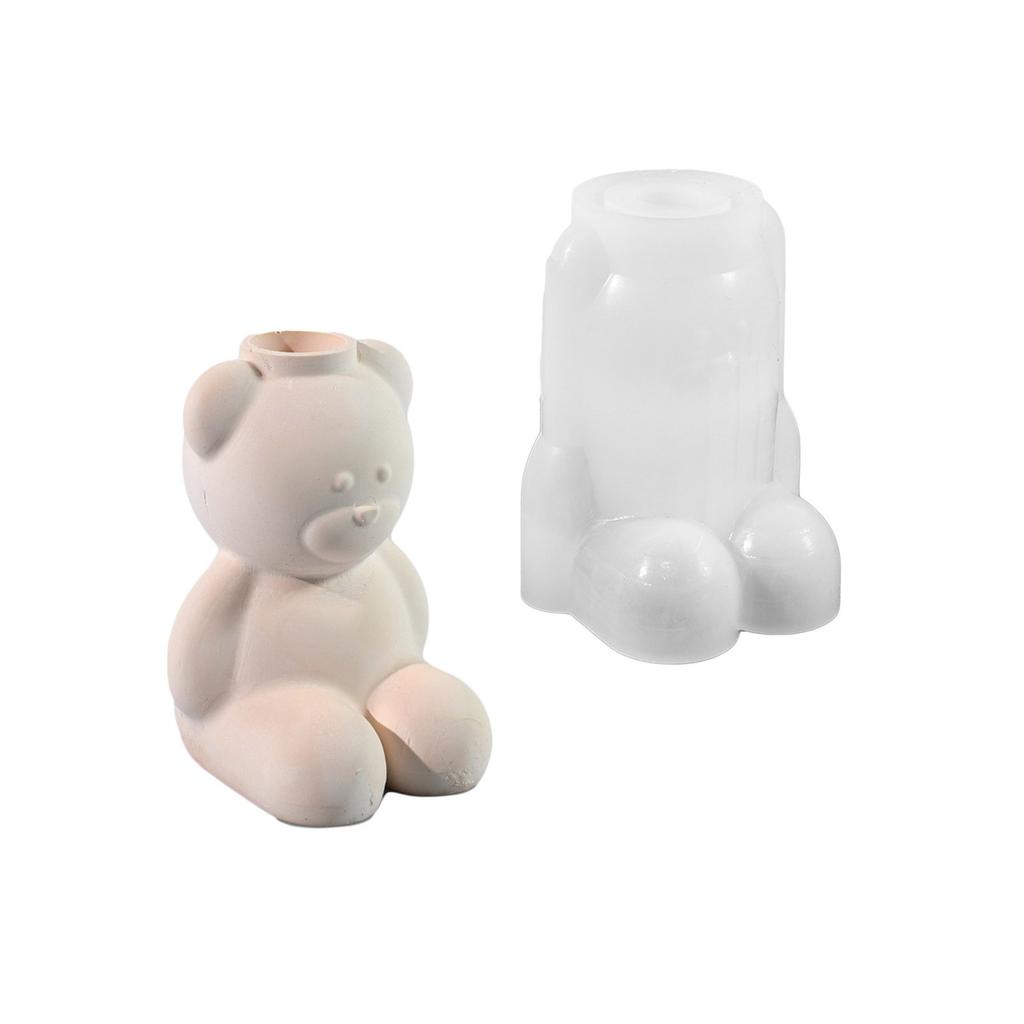 Flexible Silicone Mold Cement Clay Molds Plaster Flowerpot Mold for Crafting Bear Shape Flower Pots or Pen Holders