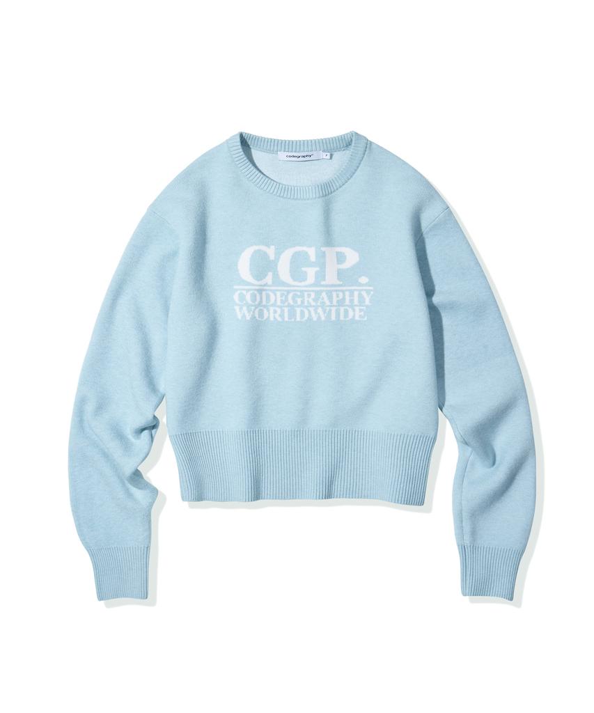 CGP (Women) Cgp Square Logo Knit_Sky Blue