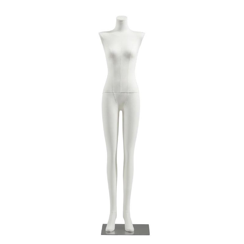 Luxury Full-Body Female Mannequin Display Stand: Fabric-Wrapped, Solid Wood