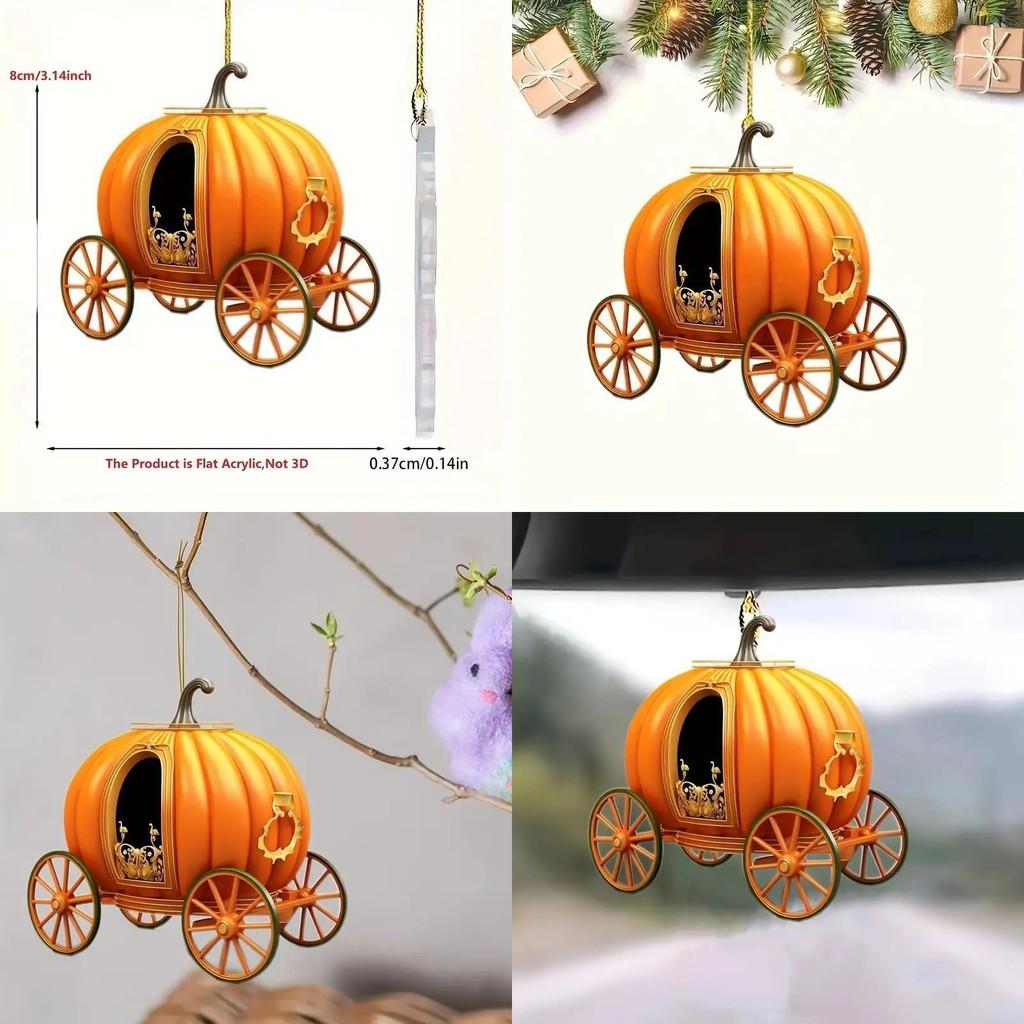 Acrylic Halloween Pumpkin Carriage Interior Decor With Cartoon Style For Vehicle Enhancement
