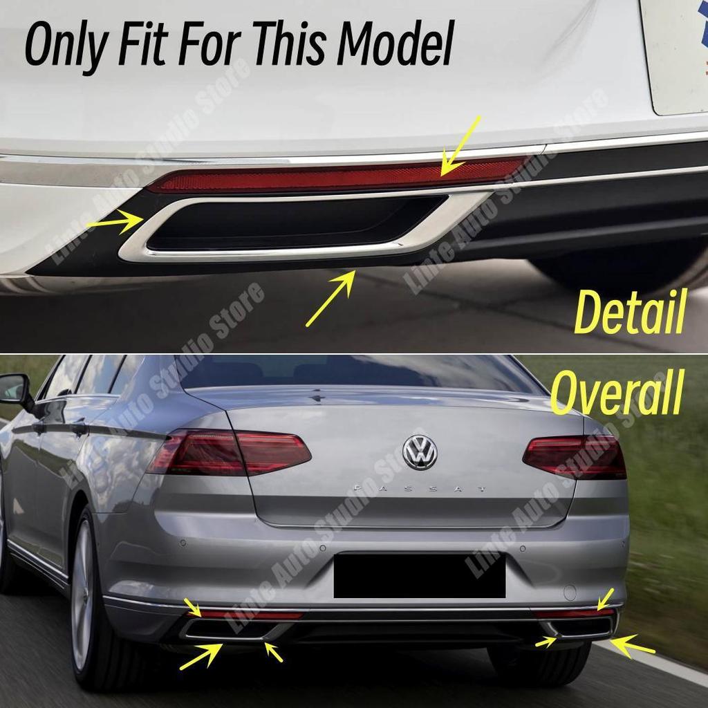 For Volkswagen Passat B8.5 2019 2020 2021 2022 2023 Rear Bumper Silver Plating Decorative Strip Spoiler Splitter BodyKits Tuning