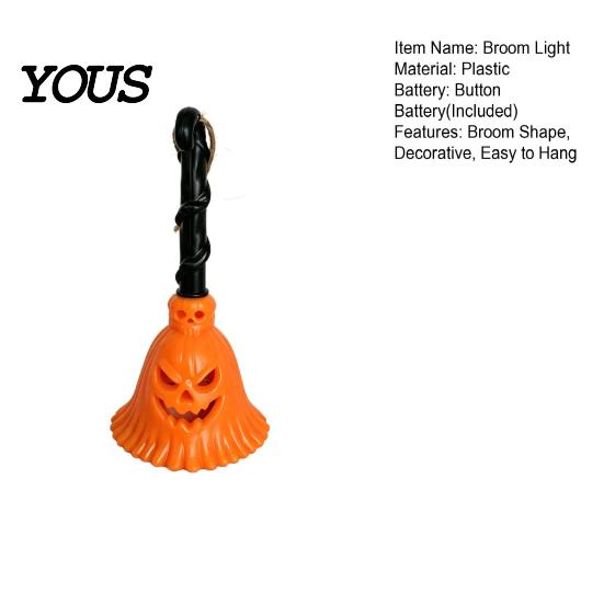 Halloween Lighted Decor Pumpkin Broom Light, Hanging LED Witch Lamp, Decoration Light Spooky Decorative for Holiday Party Ornament
