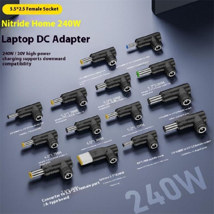 15 In 1 Laptop Power Adapter 5.5x2.5mm Female to 7.4x0.6 7.9x0.9 6.3x3.0 6.0x1.4 6.0x0.6 5.5x2.1 5.5x1.7mm For Gaming