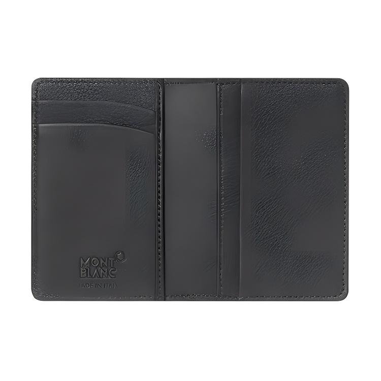 Montblanc Meisterstück Series Logo Flip Design Solid Color Leather Card Holder Wallet Men Wallet Gray 118360