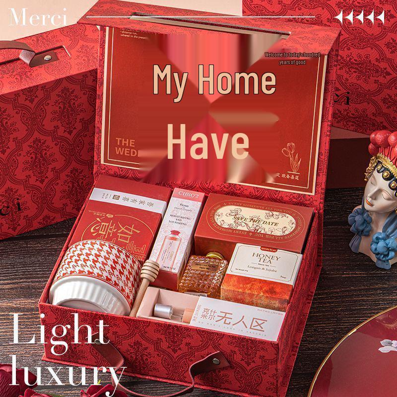 Freudiges Hochzeitsgastgeschenk-Set: Elegante Handtaschen-Geschenkbox für Brautjungfern und weibliche Gäste