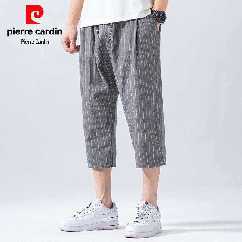 

Pierre Cardin Men s Striped Linen Blend 3/4 Length Casual Pants L
