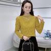 Elegant French-Style Velvet Lace Base Layer: Women's Winter Slimming Warm Top