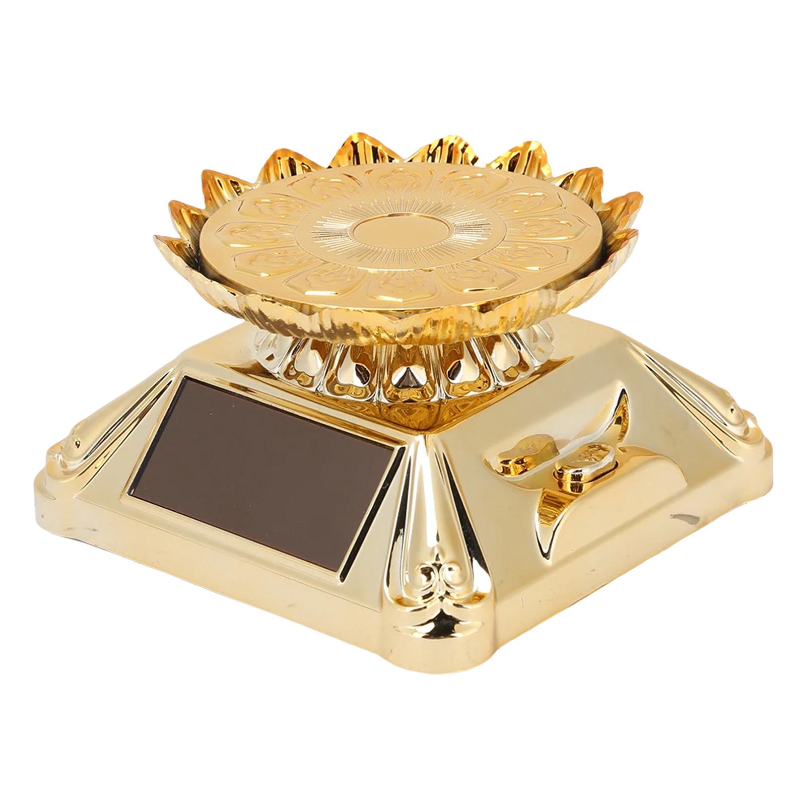 

Автоматичний обертовий ювелірний поворотний стіл Зарядка від сонячної енергії Світлодіодна підсвітка Підставка для демонстрації кілець Годинник ABS Вітрина Лоток золотий