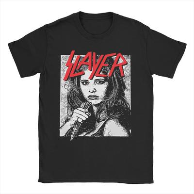 Unisex Womens TShirt Buffy Vampire Metal Mashup Slayer Band Pure Cotton Tee Shirt Short Sleeve T Shirts O Neck Clothes Plus Size