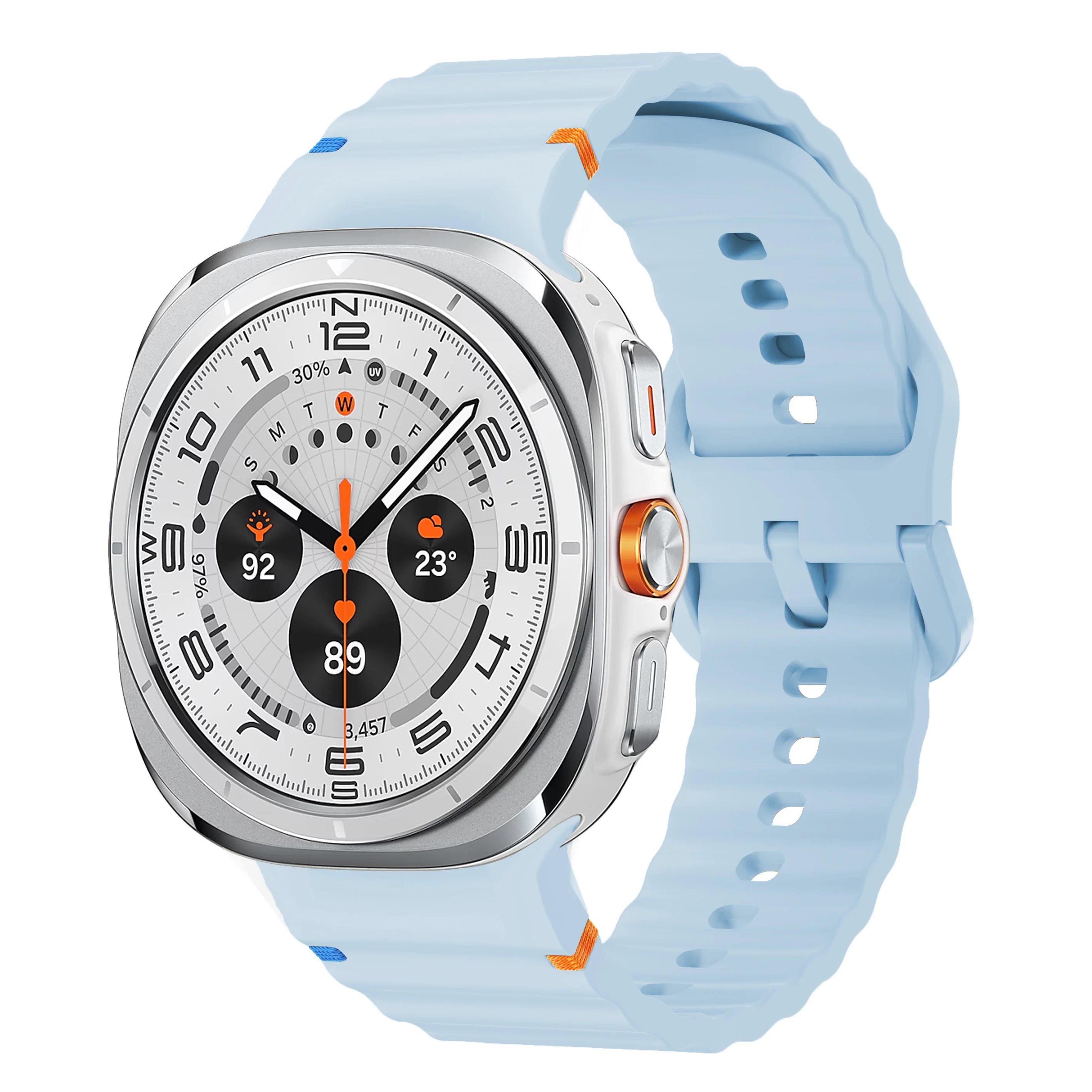 

Оригінальний силіконовий ремінець для Samsung Galaxy Watch Ultra Ремінець 7/6/6 Classic/5 Pro/4 47мм Браслет 44мм/40мм/43мм/46мм Спортивний ремінець Galaxy Ultra 47mm синій