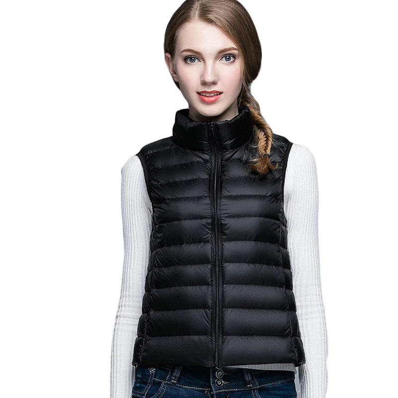 Autumn Ultra Lightweight Portable Tank Top Sleeveless Duck Down Coat Slim Fit Standing Collar Women's Down Vest Women's Coat