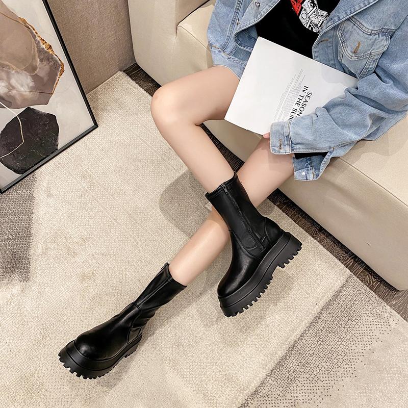 Fashion Autumn Winter Punk Style Woman Knee High Boots Shoes Ladies Platform Thick Bottom Knight Long Botas