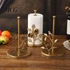Punch-free Paper Towel Holder Countertop, Bird Ginkgo Rose Roll with Stable Base, Vintage Metal Toilet Stand for Kitchen, Living Room, Restaurant