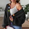 Women's Autumn And Winter Woven Sweater Jacket With Hand Hook Flower Splicing Short Buttonless Cardigan Sweater