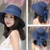 Sun Visor Bowknot Ribbon British Style Sunscreen Flat Hat Weave Sun Cap Straw Hat Sun Hat Top Hat