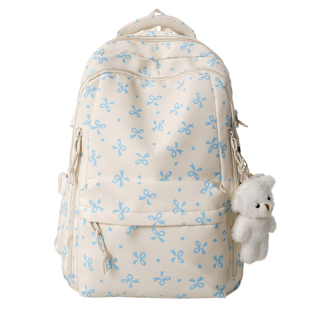 Schoolbag Backpack Women's Floral Bow Student Bag High Value Large Capacity Junior High School Bag