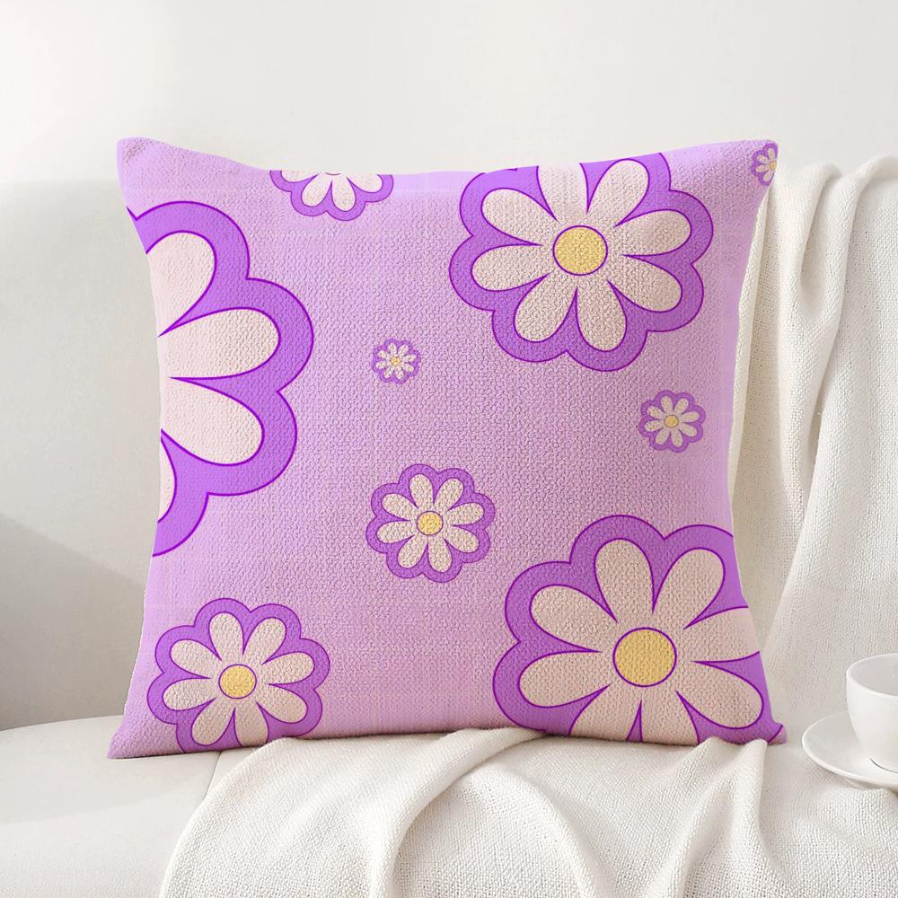 Romantic Daisy Print Spring Cushion Cover Natural Linen Organic Fabric DoubleSided Printing Sofa Home Decor Breathable
