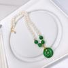 Natural Freshwater Pearl Necklace Accessories Women's Summer Green Chalcedony Safety Buckle Pendant Light Luxury Niche Versatile Collarbone Chain
