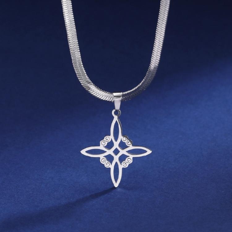 Amulet Witch Knot Stainless Steel Chain Necklace for Women Drop Neck Chokers