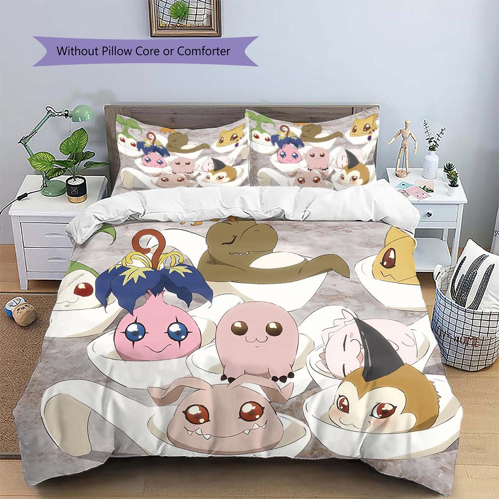 Carina Copripiumino e Federe Digimon, Biancheria da Letto per Camera da Letto Fan Digimon, Regalo Perfetto.chl
