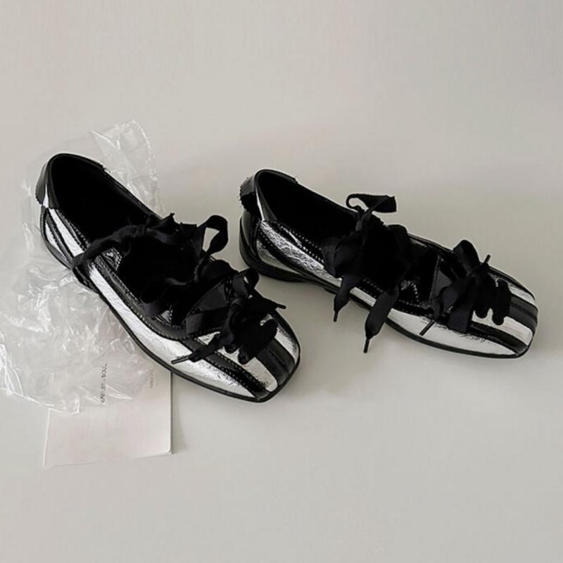 Fashion New Style Color Block Women Flats 2025 Mary Jane Square Toe Bow Sweet Women Shoes Casual Comfy Daily Dress Slip On Flats Shoes