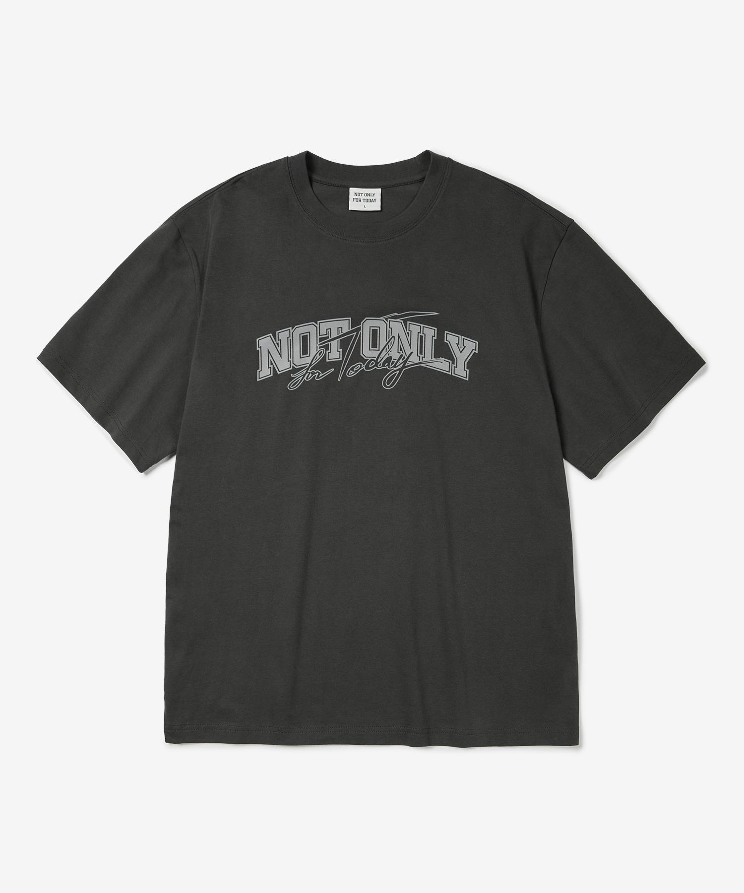 Not Only For Today Double Logo Short Sleeve T-Shirt [Dark Gray] Dark Gray/M
