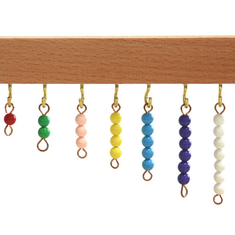 Montessori Zahlen 1-9 11-19 1-19 Internationale Version Perlenrahmen Mathematisches Spielzeug Farbige Perlen Zehnerschritte Brett Gruppe Lernspielzeug