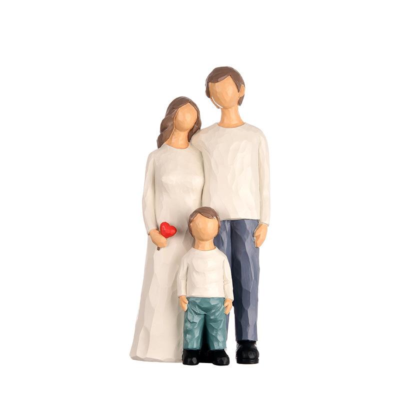 1pcs Resin Family Figurine Set Elegant Living Room Decor for Wine Cabinet Creative Craft Sculpture Art Gift for Home