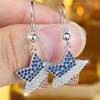 Elegant Female Small Blue White Red Stone Star Hoop Earrings Trendy Fashion Silver Color Wedding Jewelry For Women
