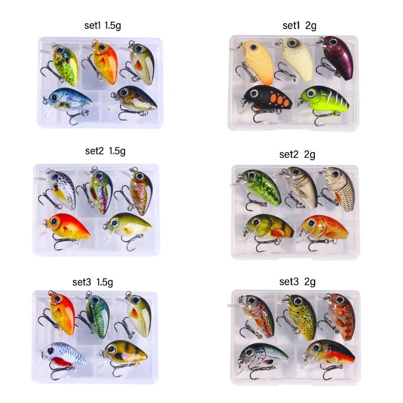 5 Pièces Appâts de Pêche en Plastique Petit Crankbait Wobbler Appâts Durs Artificiels Appâts Crank avec Boîte à Pêche Accessoires de Pêche