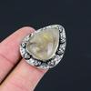 925 Sterling Silver Pear Golden Rutile Gemstone Daughter Stackable Ring US 7.5