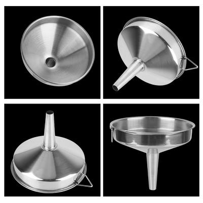 Stainless Steel Bar Wine Beer Oil Flask Funnel With Detachable Filter Wide Mouth Funnels For Canning Kitchen Tools Metal Funnel