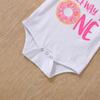 Baby Girls Summer Outfit Sets White Short Sleeve Letter Print Romper + Donut Print Flared Pants + Headband