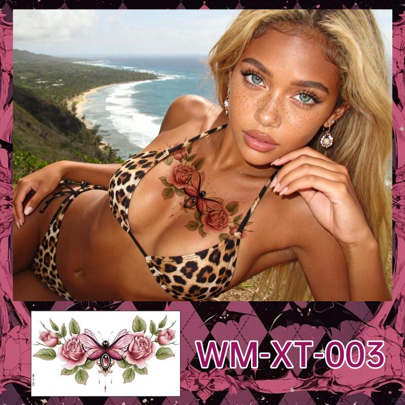 Colorful Flower Temporary Tattoo Stickers Chest Collarbone Scar Cover Waterproof Sexy Body Art