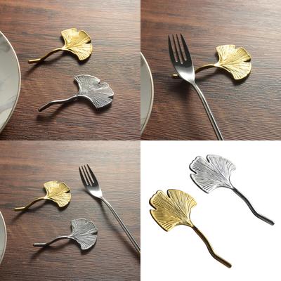 Stainless Steel Chopstick Holder Ginkgos Leaf Shaped Spoon Rest for Dining Table Cutlery Support Tableware Stand